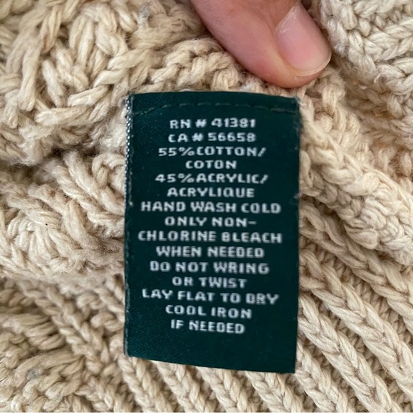 Lauren Ralph Lauren Cable Knit Fisherman Cowl Turtleneck Sweater - Picture 6 of 6